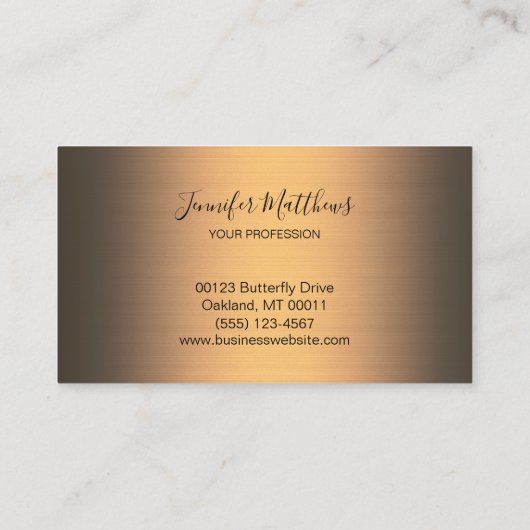 Elegant Goud Agaat Glitter Script Visitekaartje (Achterkant)