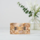 Elegant Goud Agaat Glitter Script Visitekaartje (Staand voorkant)