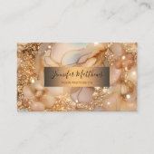 Elegant Goud Agaat Glitter Script Visitekaartje (Voorkant)