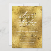 Elegant Goud Antiek Oude Wereldkaart Bruiloft Kaart (Voorkant)