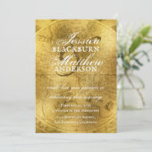 Elegant Goud Antiek Oude Wereldkaart Bruiloft Kaart (Staand voorkant)