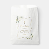 Elegant goud Aquarel Witte Bloemen Doop Bedankzakje (Voorkant)