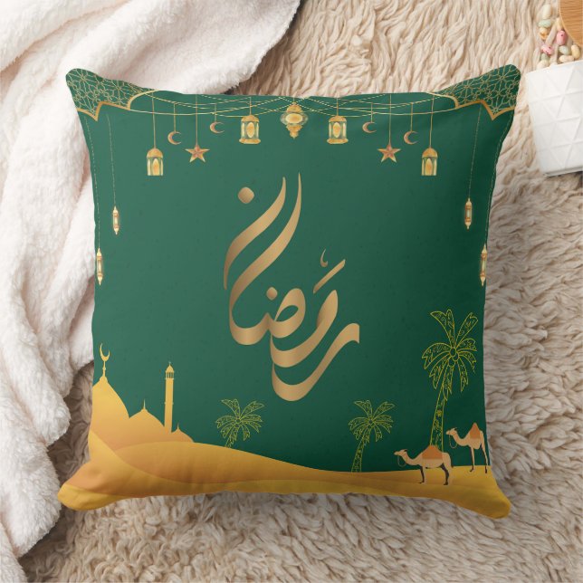 Elegant Goud Arabisch Ramadan Desert Sierkussen (Deken)