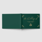 Elegant goud Art Deco & kalligrafie groen, bruilof Gastenboek (Volledig)