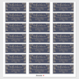 Elegant goud Art Deco op blauw Gast Adres label