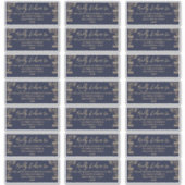 Elegant goud Art Deco op blauw Gast Adres label (Voorkant)