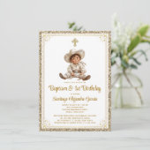 Elegant Goud Baby Charro Doop & Verjaardag Kaart (Staand voorkant)