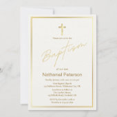 Elegant Goud Baby Jongen Doop Uitnodiging (Voorkant)