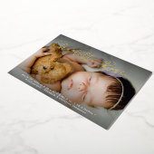 Elegant Goud Baby Meisje Foto Aangepaste Geboorte  Folie Feestdagenkaart (Gedraaid)