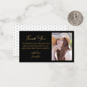 elegant goud bedankt afstuderen foto zwart notitiekaartje (Voorkant / Achterkant in situ)