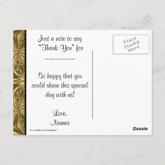 Elegant goud bedankt Briefkaarten (Achterkant)