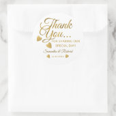 Elegant goud Bedankt Custom Wedding Party Favoriet Ronde Sticker (Tas)