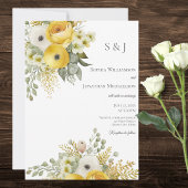 Elegant Goud & Beige Bloemen Bruiloft Uitnodiging
