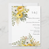 Elegant Goud & Beige Bloemen Bruiloft Uitnodiging (Voorkant)