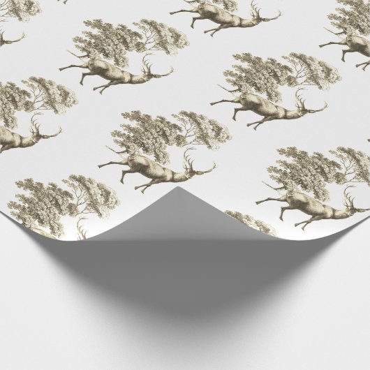 Elegant  Goud Beige Herten in Bos Cadeaupapier (Hoek)