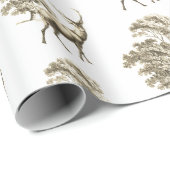 Elegant Goud Beige Herten in Bos Cadeaupapier (Rol Hoek)