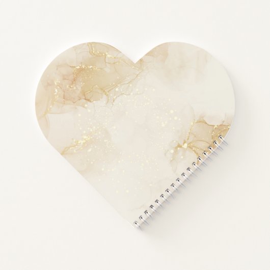 Elegant Goud Beige Waterverf Hart Vorm Spiraal Notitieboek (Achterkant)