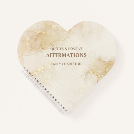 Elegant Goud Beige Waterverf Hart Vorm Spiraal Notitieboek (Voorkant)