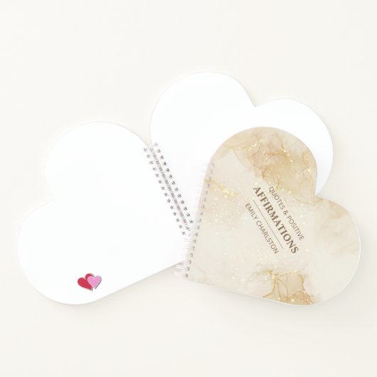 Elegant Goud Beige Waterverf Hart Vorm Spiraal Notitieboek (Binnen)