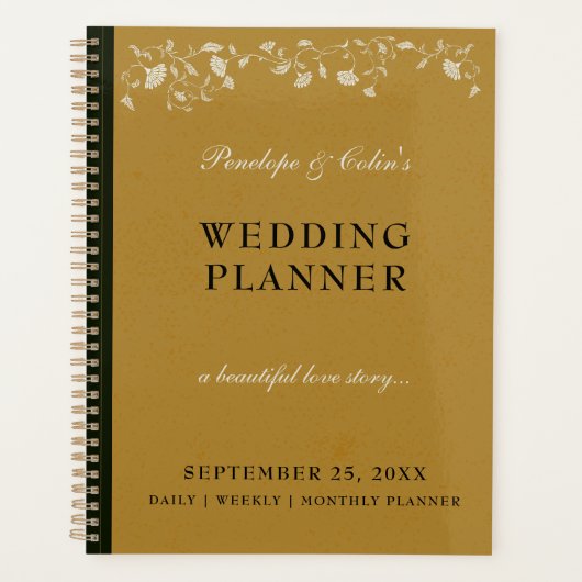 Elegant  Goud Bibliotheek Boek Hoesje Bruiloft Planner (Voorkant)