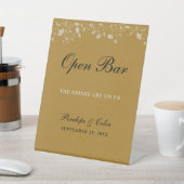 Elegant  Goud Bibliotheek Boek Hoesje Open Bar Reclamebord Met Voetstuk (Insitu)