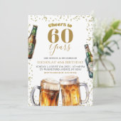Elegant Goud Bier Proost aan Volwassene 60ste Verj Kaart (Staand voorkant)