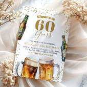 Elegant Goud Bier Proost aan Volwassene 60ste Verj Kaart