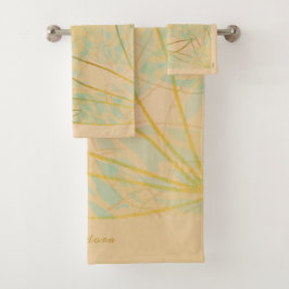 Elegant Goud Blad Aqua Roze Bad Handdoek