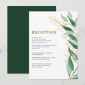 Elegant Goud Blad Blad Blad Groen Bruiloft Recepti Informatiekaartje (Voorkant / Achterkant)
