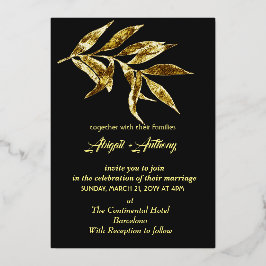 Elegant Goud blad bruiloft moderne minimalist Folie Uitnodiging