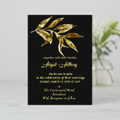 Elegant Goud blad bruiloft moderne minimalist Folie Uitnodiging (Staand Voorkant)