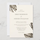 Elegant Goud Blad Champagne Ivoor Bruiloft Kaart (Voorkant)