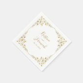 Elegant Goud Blad Script Naam Bruiloft Servet (Hoek)