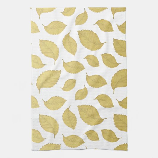 Elegant Goud Bladeren Keukenhanddoek (Verticaal)