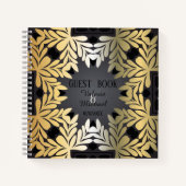 Elegant  Goud Bladgroen Lijst Bruiloft Gastenboek Notitieboek (Voorkant)