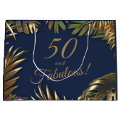 Elegant goud blauw 50 fantastische verjaardag groot cadeauzakje (Voorkant)