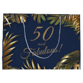 Elegant goud blauw 50 fantastische verjaardag groot cadeauzakje (Achterkant)