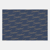 Elegant goud blauw 50 fantastische verjaardag inpakpapier vel (Voorkant 3)