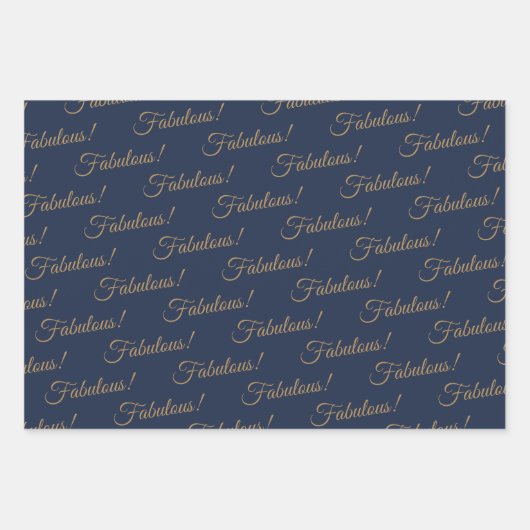 Elegant goud blauw 50 fantastische verjaardag inpakpapier vel (Voorkant 3)