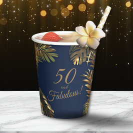 Elegant goud blauw 50 fantastische verjaardag papieren bekers