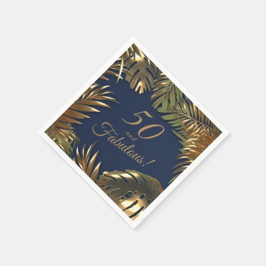 Elegant goud blauw 50 fantastische verjaardag servet (Hoek)