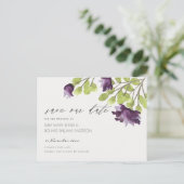 ELEGANT GOUD BLAUW AQUAREL FLORAL SAVE THE DATE AANKONDIGINGSKAART (Staand voorkant)