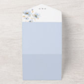 Elegant Goud Blauw Bloemen Wildbloemen QR Bruiloft All In One Uitnodiging (Buitenkant)