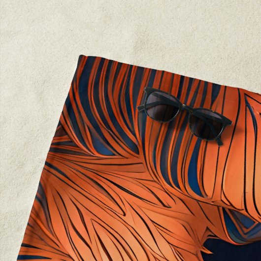 Elegant Goud Blauw Foliage Natuur Ontwerp Strandlaken (In situ)