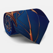 Elegant Goud Blauw Foliage Natuur Ontwerp Stropdas (Opgerold)
