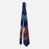 Elegant Goud Blauw Foliage Natuur Ontwerp Stropdas (Achterkant)