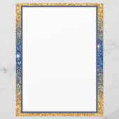 Elegant Goud Blauw Glitter Sparkle Gepersonaliseer (Achterkant)