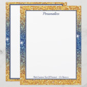 Elegant Goud Blauw Glitter Sparkle Gepersonaliseer (Voorkant / Achterkant)