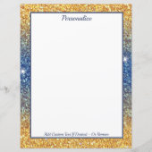 Elegant Goud Blauw Glitter Sparkle Gepersonaliseer (Voorkant)