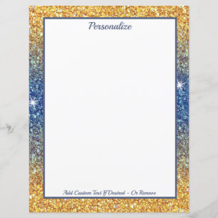 Elegant Goud Blauw Glitter Sparkle Gepersonaliseer